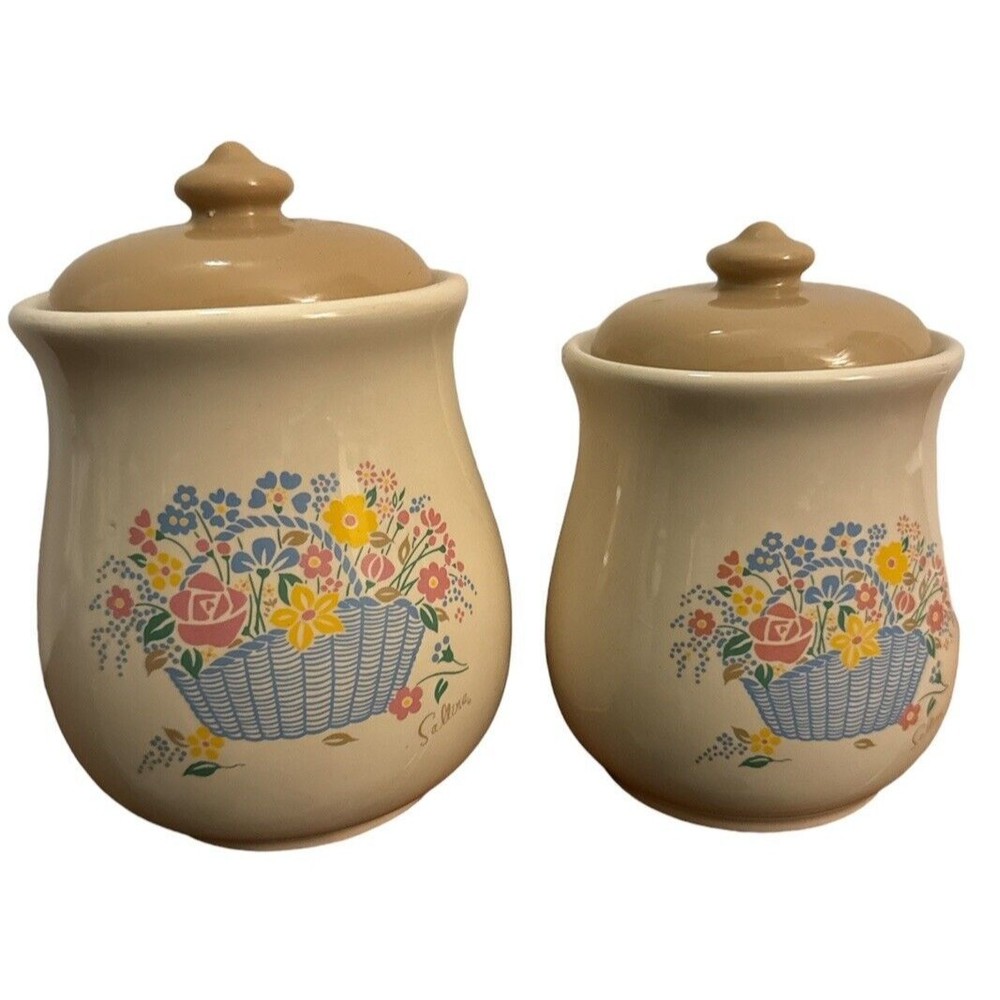 Saltera Vintage Floral Ceramic Kitchen Canisters Set - Grandmacore, Cottagecore